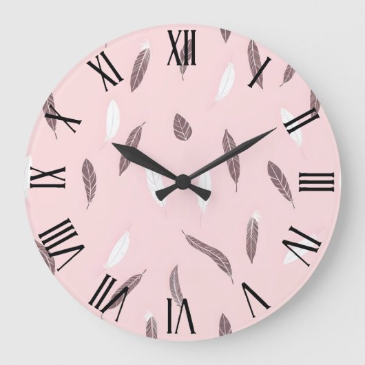 Luxus Popular Feathers Boho Collection Große Wanduhr (Vorderseite)
