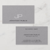 Luxus Premium Gray Elegant Modernes Monogramm Einf Visitenkarte (Vorne/Hinten)