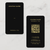 Luxus Premium Linen Paper Gold Schriftart Text QR Visitenkarte (Vorne/Hinten)