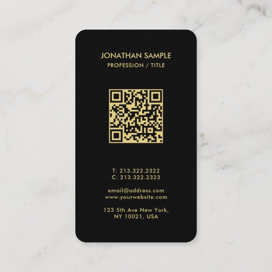 Luxus Premium Linen Paper Gold Schriftart Text QR Visitenkarte (Rückseite)