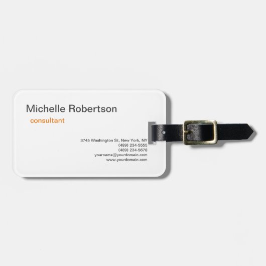 Luxus Premium Linen Schwarz-weiß Schlicht Minimali Gepäckanhänger (Vorderseite horizontal)