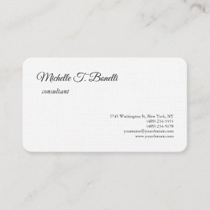 Luxus Premium Linen Schwarz-weiße Schrift Minimali Visitenkarte