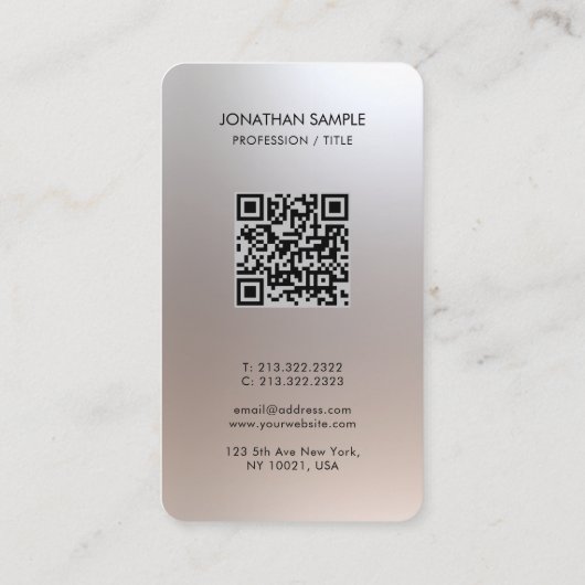Luxus Premium Silk Paper QR Code Glamour Silver Visitenkarte (Rückseite)