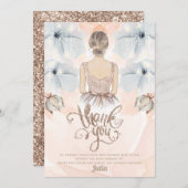 Luxus Princess Birthday Party Beige Glitzer Dankeskarte (Vorne/Hinten)