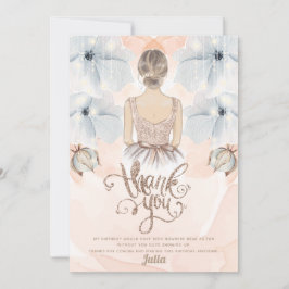 Luxus Princess Birthday Party Beige Glitzer Dankeskarte