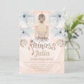 Luxus Princess Birthday Party Beige Glitzer Einladung (Stehend Vorderseite)