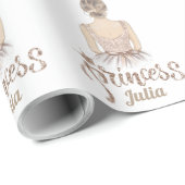 Luxus Princess Birthday Party Beige Glitzer Geschenkpapier (Rolleneckpunkt)