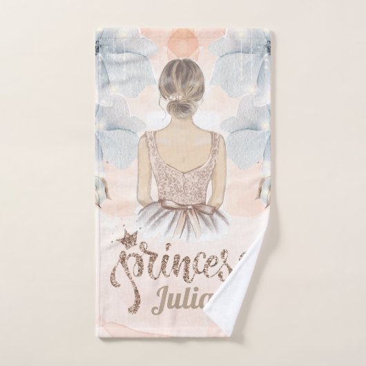 Luxus Princess Personalisiert Beige Glitzer Badhandtuch Set (Handtuch)