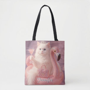 Luxus-Prinzessin-Katze auf rosa Flamingo-Pool-Schw Tasche