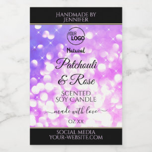 Luxus Produktlabel mit Logo in rosa lila Glitterfa Lebensmitteletikett