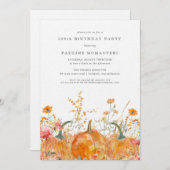 Luxus Pumpkin Wildblume Herbst 100. Geburtstag Einladung (Vorne/Hinten)