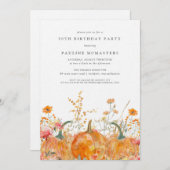 Luxus Pumpkin Wildblume Herbst 50. Geburtstag Einladung (Vorne/Hinten)