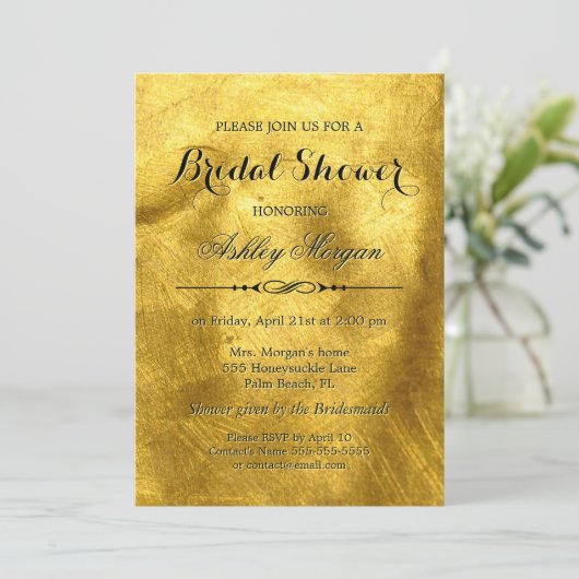 Luxus pure Gold Foil Texture - Brautparty Einladung (Stehend Vorderseite)