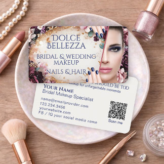 Luxus Purpur Elfenbein Floral Braut Make-up-Artist Visitenkarte