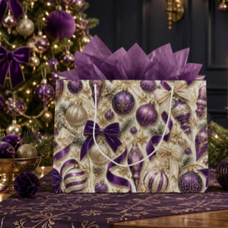 Luxus Purpur Samt & Gold Vintage Weihnachten (a) Große Geschenktüte