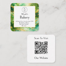 Luxus-QR-Code-Bäckerei Grün Gold Aquarell