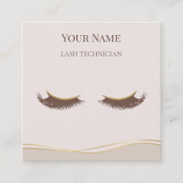 Luxus-QR-Code Beige und Gold Wimpernstylistin Quadratische Visitenkarte