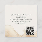 Luxus QR Code Beige Wasserfarbe Gold Foil Quadratische Visitenkarte (Rückseite)