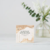 Luxus QR Code Beige Wasserfarbe Gold Foil Quadratische Visitenkarte (Stehend Vorderseite)