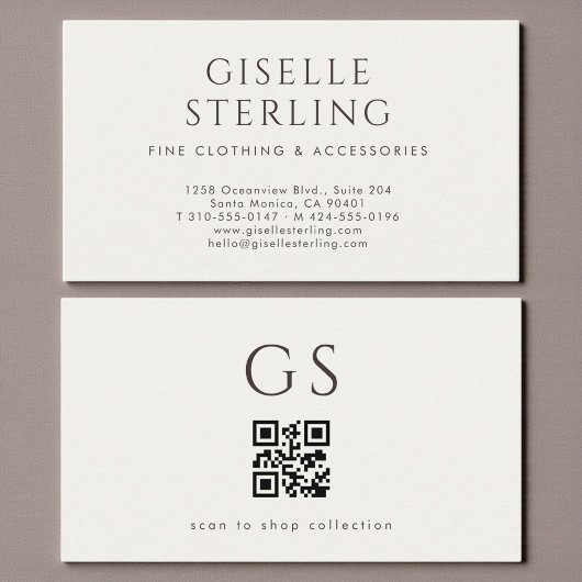 Luxus-QR-Code-Boutique-Mode Elfenbein Visitenkarte