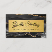 Luxus-QR-Code mit schwarzem Gold-Achat-Glitter Visitenkarte (Vorderseite)