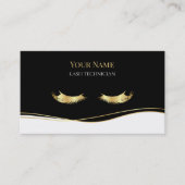 Luxus-QR-Code Schwarz und Gold Wimperntechnikerin Visitenkarte (Vorderseite)
