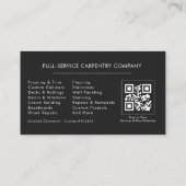 Luxus-QR-Code-Zimmermann Zimmerei Schwarz Silber Visitenkarte (Rückseite)