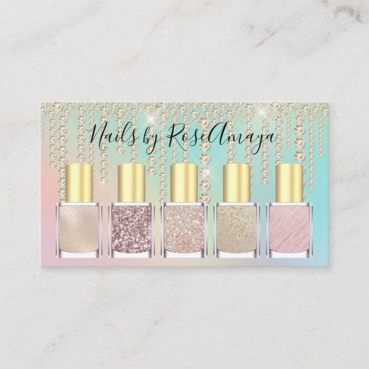 Luxus Rainbow Diamond Tropfen Nail Polnisch Visitenkarte (Vorderseite)