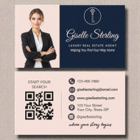 Luxus Real Anwesen Agent Navy Blush Foto QR Code