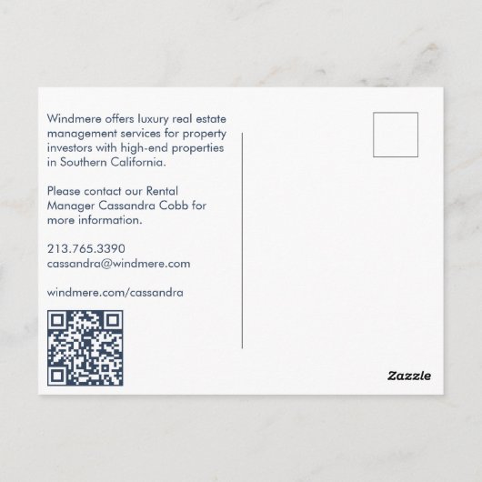 Luxus Real Anwesen Agent Realtor Property Manager Postkarte (Rückseite)