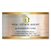 Luxus Real Anwesen Agent silber Metallic Gold Magnetische Visitenkarte (Vorderseite)