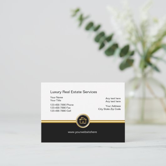 Luxus Real Anwesen Business Cards Visitenkarte (Stehend Vorderseite)