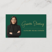 Luxus Real Anwesen Emerald Green Gold Script Visitenkarte (Vorderseite)