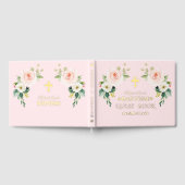 Luxus Real Foil Rosa Blume Girl Taufe Gästebuch (Voll)