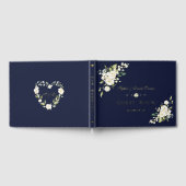 Luxus Real Foil White Blume Navy Blue Wedding Gästebuch (Voll)