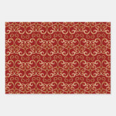 LUXUS RED AND GOLD CHRISTMAS DAMASK PERSONALISIERT GESCHENKPAPIER SET (Vorderseite 3)
