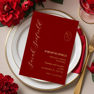 Luxus Red Birthday Foil Einladung