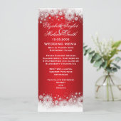 Luxus Red Christmas Lace Wedding Menu Menükarte (Stehend Vorderseite)