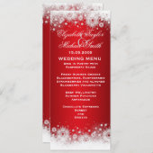 Luxus Red Christmas Lace Wedding Menu Menükarte (Vorne/Hinten)