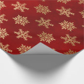 LUXUS RED GOLD CHRISTMAS SNOWFLAKE WRAPPING PAPIER GESCHENKPAPIER (Ecke)