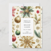 Luxus Red Green Gold Snowflake Ferienkarte (Vorderseite)