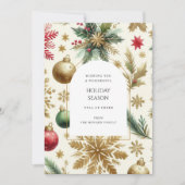 Luxus Red Green Gold Snowflake Ferienkarte (Vorderseite)
