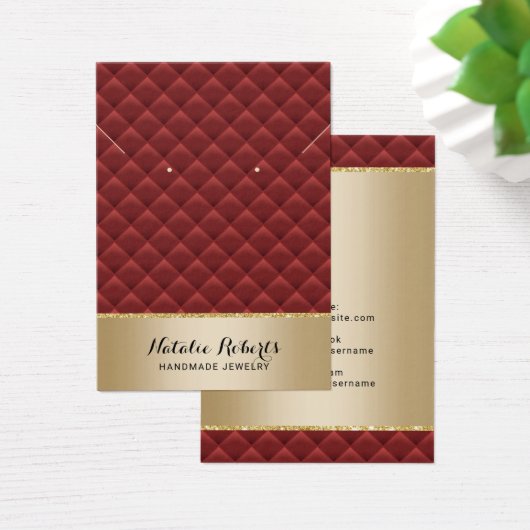 Luxus Red Quilted Gold Schmuck Earring Display (Schreibtisch)