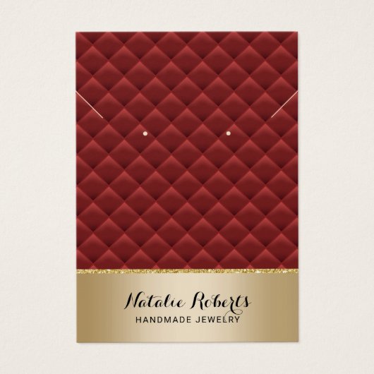 Luxus Red Quilted Gold Schmuck Earring Display (Vorderseite)