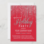 Luxus Red Silver Glitzer Fringe Corporate Holiday Einladung (Vorderseite)