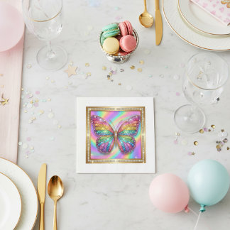 Luxus-Regenbogen-Glitter-Schmetterling-Party-Papie Serviette
