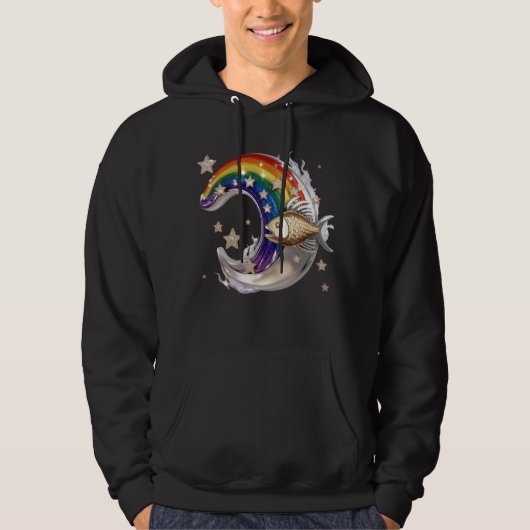 Luxus-Regenbogen-Mond-Fisch-3D-Stern-Pullover-Hood Hoodie (Vorderseite)