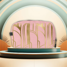 Luxus-Reisetasche in Pink und Gold im Art Deco Des Waschbeutel