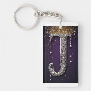 Luxus-Rhinstone-J-Buchstabe mit Diamanten, Perlen Schlüsselanhänger