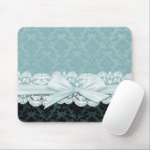 Luxus Ribbon Blue Damask Mousepad (Mit Mouse)